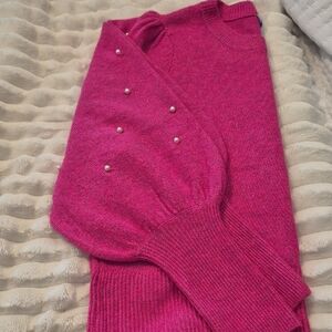 Fuchsia Sweater with Pearl Details